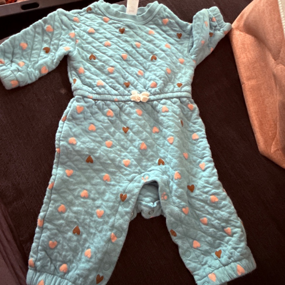 Quilted Baby Romper with Heart Pattern